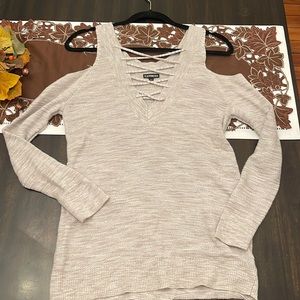 Cold shoulder sweater